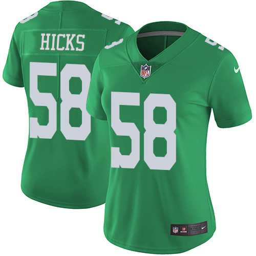 Women's Nike Philadelphia Eagles #58 Jordan Hicks Green Stitched NFL Limited Rush Jersey
