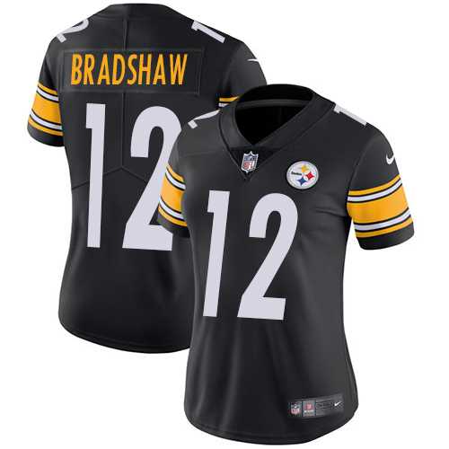 Women's Nike Pittsburgh Steelers #12 Terry Bradshaw Black Team Color Stitched NFL Vapor Untouchable Limited Jersey