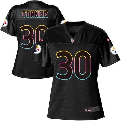 Women's Nike Pittsburgh Steelers #30 James Conner Black NFL Fashion Game Jersey