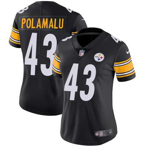 Women's Nike Pittsburgh Steelers #43 Troy Polamalu Black Team Color Stitched NFL Vapor Untouchable Limited Jersey