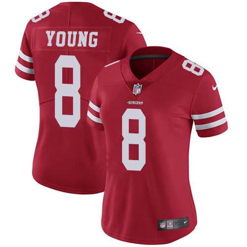 Women's Nike San Francisco 49ers #8 Steve Young Red Team Color Stitched NFL Vapor Untouchable Limited Jersey