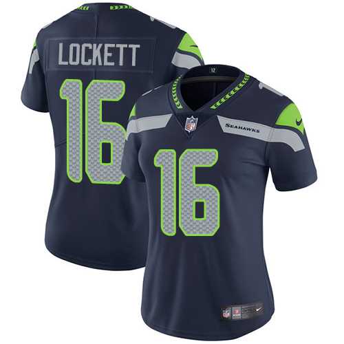 Women's Nike Seattle Seahawks #16 Tyler Lockett Steel Blue Team Color Stitched NFL Vapor Untouchable Limited Jersey