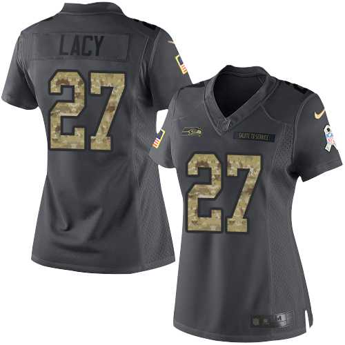 Women's Nike Seattle Seahawks #27 Eddie Lacy Black Stitched NFL Limited 2016 Salute to Service Jersey