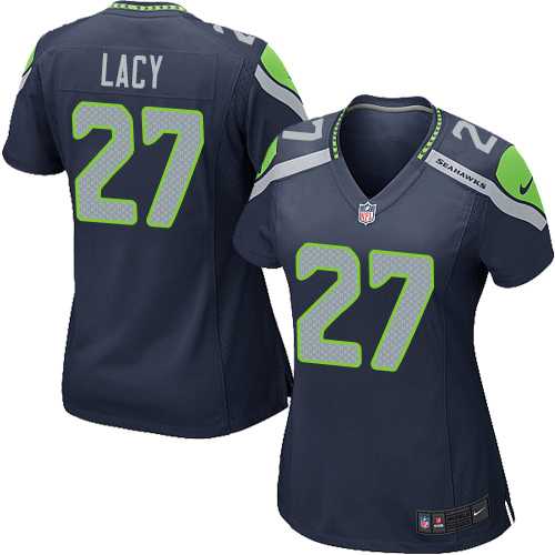 Women's Nike Seattle Seahawks #27 Eddie Lacy Steel Blue Team Color Stitched NFL Elite Jersey