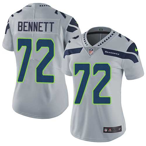 Women's Nike Seattle Seahawks #72 Michael Bennett Grey Alternate Stitched NFL Vapor Untouchable Limited Jersey