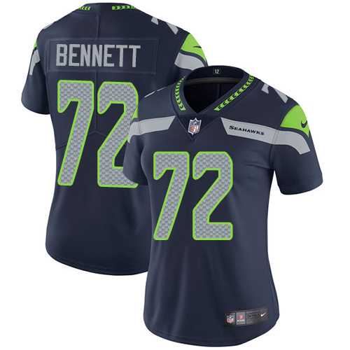 Women's Nike Seattle Seahawks #72 Michael Bennett Steel Blue Team Color Stitched NFL Vapor Untouchable Limited Jersey
