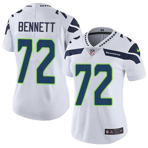 Women's Nike Seattle Seahawks #72 Michael Bennett White Stitched NFL Vapor Untouchable Limited Jersey