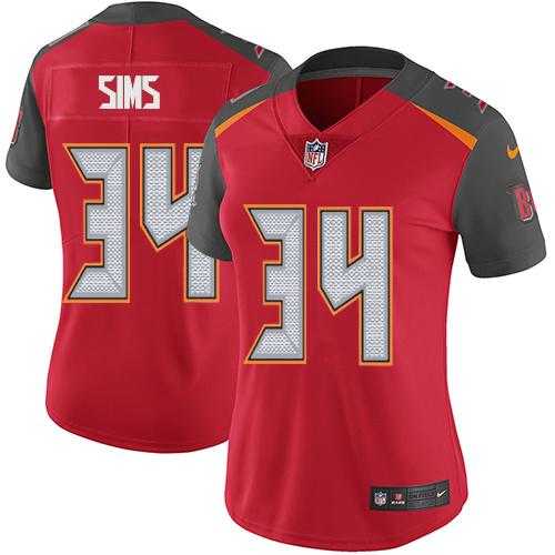 Women's Nike Tampa Bay Buccaneers #34 Charles Sims Red Team Color Stitched NFL Vapor Untouchable Limited Jersey