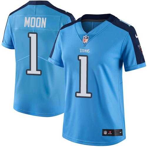 Women's Nike Tennessee Titans #1 Warren Moon Light Blue Team Color Stitched NFL Vapor Untouchable Limited Jersey