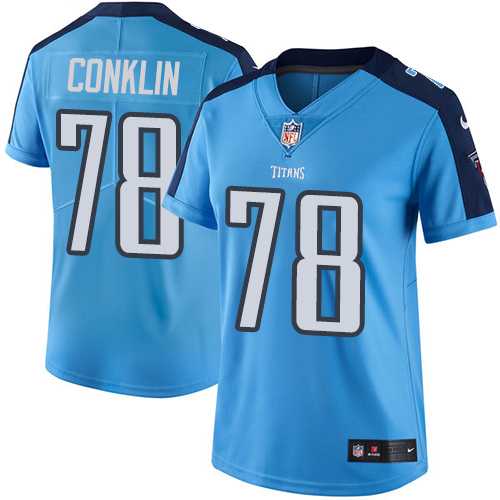 Women's Nike Tennessee Titans #78 Jack Conklin Light Blue Team Color Stitched NFL Vapor Untouchable Limited Jersey