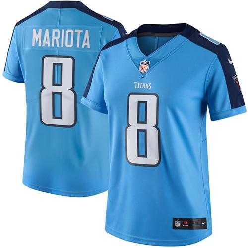 Women's Nike Tennessee Titans #8 Marcus Mariota Light Blue Team Color Stitched NFL Vapor Untouchable Limited Jersey