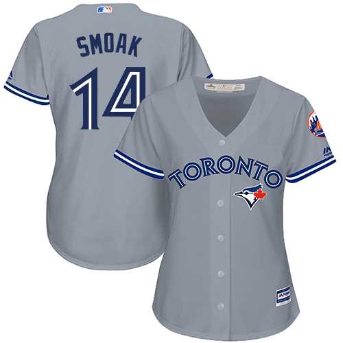 Women's Toronto Blue Jays #14 Justin Smoak Grey Road Stitched MLB Jersey