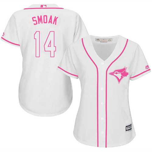 Women's Toronto Blue Jays #14 Justin Smoak White Fashion Cool Base Stitched MLB Jersey