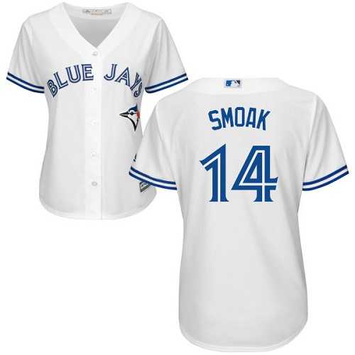Women's Toronto Blue Jays #14 Justin Smoak White Home Stitched MLB Jersey