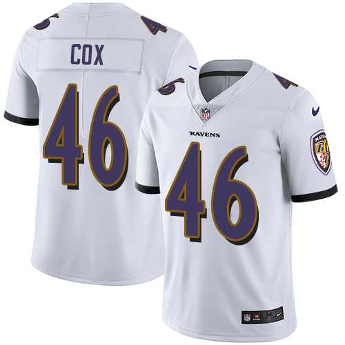 Youth Nike Baltimore Ravens #46 Morgan Cox White Stitched NFL Vapor Untouchable Limited Jersey