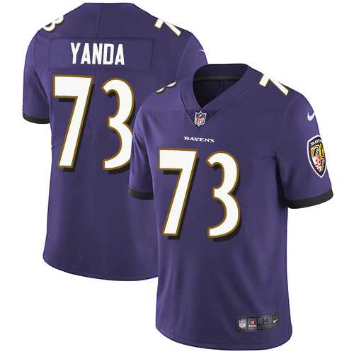 Youth Nike Baltimore Ravens #73 Marshal Yanda Purple Team Color Stitched NFL Vapor Untouchable Limited Jersey