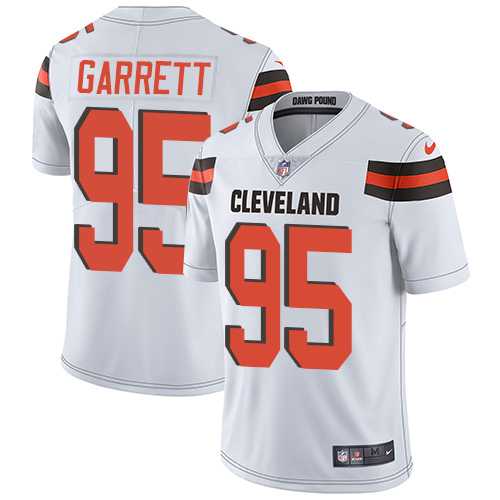 Youth Nike Cleveland Browns #95 Myles Garrett White Stitched NFL Vapor Untouchable Limited Jersey