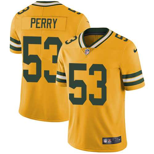 Youth Nike Green Bay Packers #53 Nick Perry Yellow Stitched NFL Limited Rush Jersey