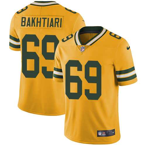 Youth Nike Green Bay Packers #69 David Bakhtiari Yellow Stitched NFL Limited Rush Jersey