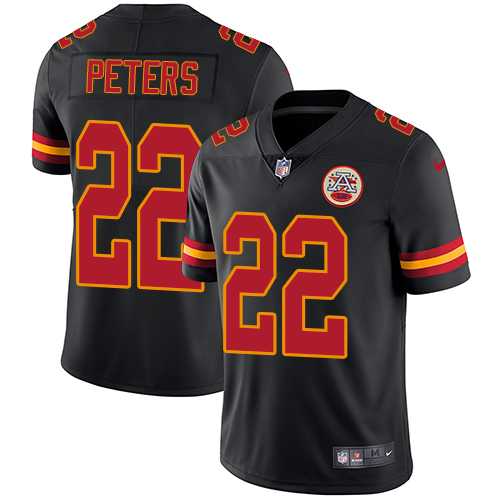 Youth Nike Kansas City Chiefs #22 Marcus Peters Black Stitched NFL Limited Rush Jersey