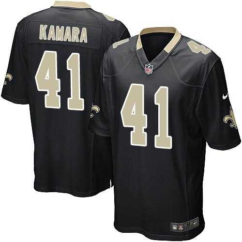 Youth Nike New Orleans Saints #41 Alvin Kamara Black Team Color Stitched NFL Elite Jersey