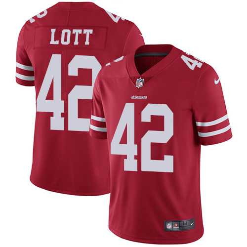 Youth Nike San Francisco 49ers #42 Ronnie Lott Red Team Color Stitched NFL Vapor Untouchable Limited Jersey