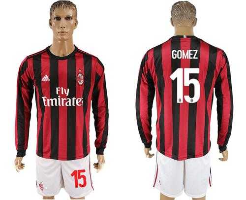 AC Milan #15 Gomez Home Long Sleeves Soccer Club Jersey