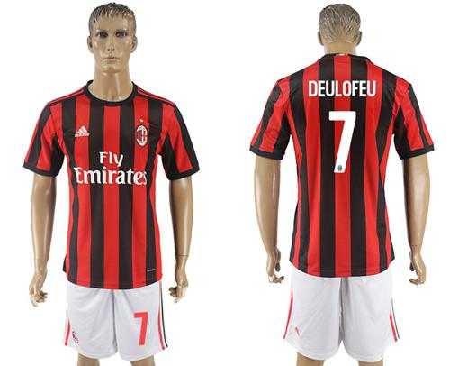 AC Milan #7 Deulofeu Home Soccer Club Jersey