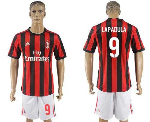 AC Milan #9 Lapadula Home Soccer Club Jersey