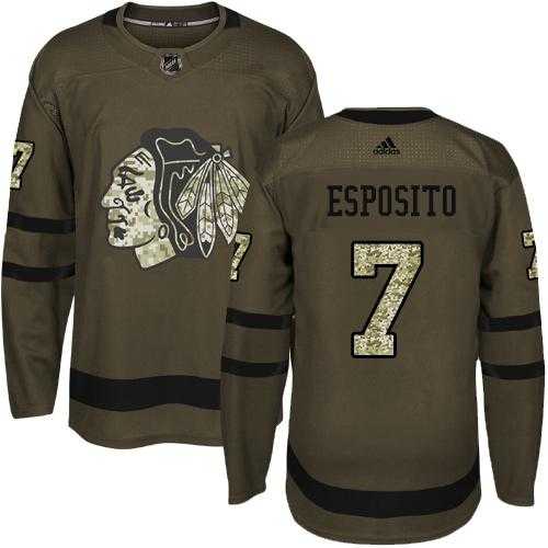 Adidas Chicago Blackhawks #7 Tony Esposito Green Salute to Service Stitched NHL