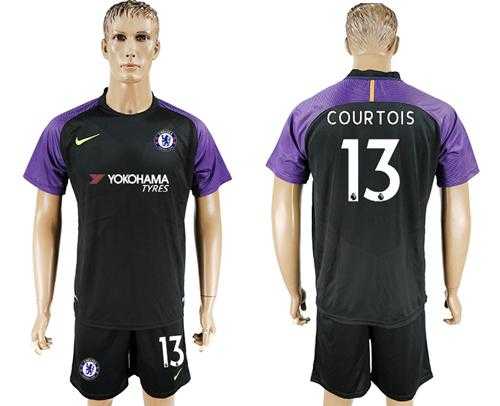 Chelsea #13 Courtois Black Goalkeeper Soccer Club Jersey