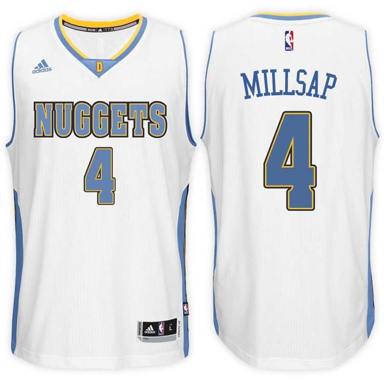Denver Nuggets #4 Paul Millsap Home White New Swingman Stitched NBA Jersey