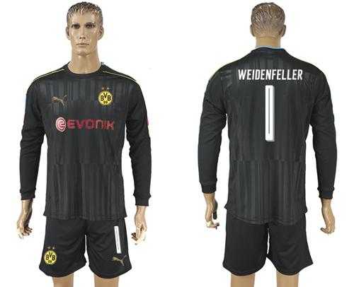 Dortmund #1 Weidenfeller Black Goalkeeper Long Sleeves Soccer Club Jersey