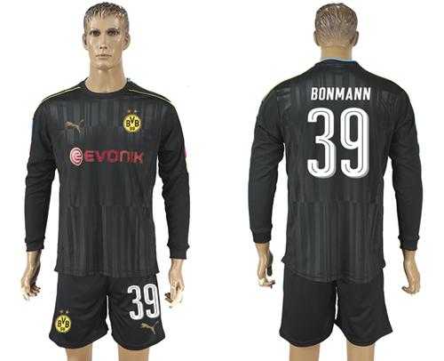 Dortmund #39 Bonmann Black Goalkeeper Long Sleeves Soccer Club Jersey