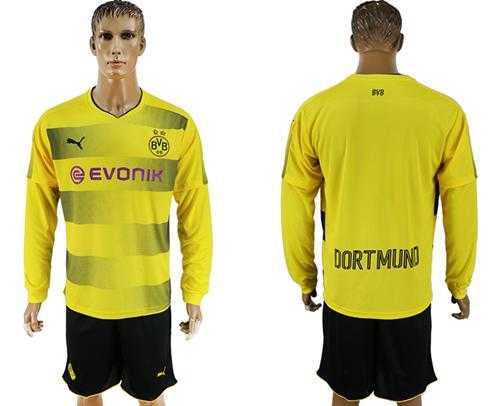 Dortmund Blank Home Long Sleeves Soccer Club Jersey