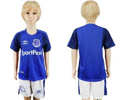 Everton Blank Home Kid Soccer Club Jersey