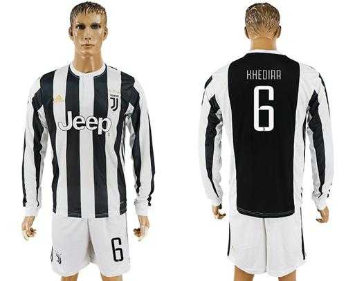 Juventus #6 Khedira Home Long Sleeves Soccer Club Jersey