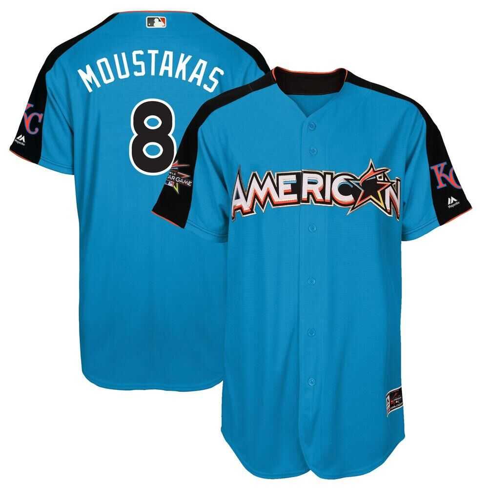Kansas City Royals #8 Mike Moustakas Blue 2017 All-Star American League Stitched MLB Jersey