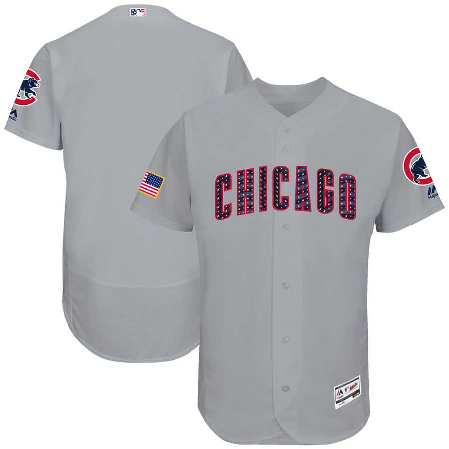 Men's Chicago Cubs Blank Grey Fashion Stars & Stripes Flexbase Authentic Stitched MLB Jersey
