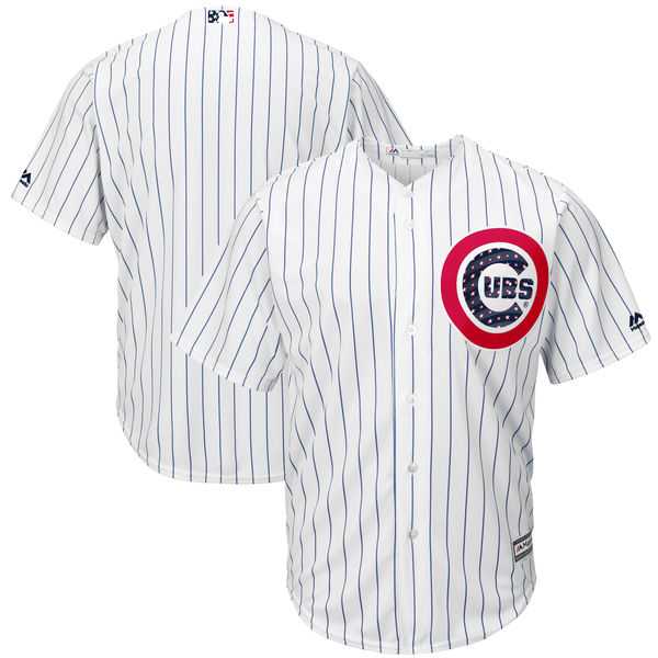 Men's Chicago Cubs Customized White 2017 Stars & Stripes Cool Base Team Jersey