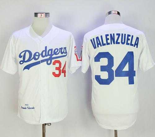 Mitchell And Ness 1981 Los Angeles Dodgers #34 Fernando Valenzuela White Throwback Stitched MLB Jersey