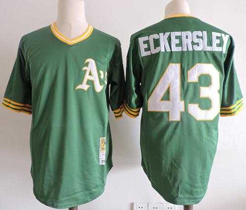 Mitchell And Ness 1989 Oakland Athletics #43 Dennis Eckersley Green Throwback Stitched Baseball Jersey