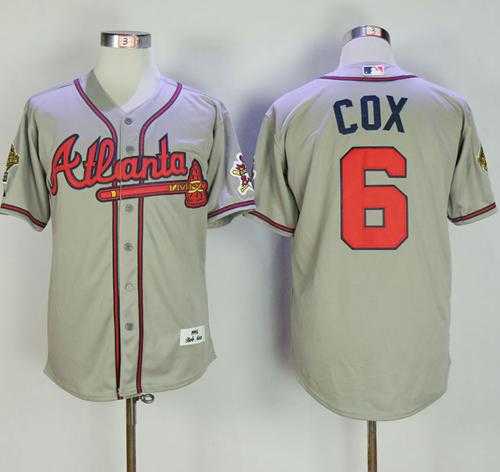 Mitchell And Ness 1995 Atlanta Braves #6 Bobby Cox Grey Throwback Stitched Baseball Jersey