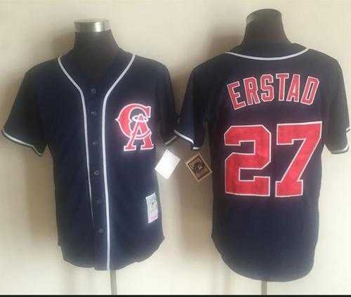 Mitchell And Ness Los Angeles Angels Of Anaheim #27 Darin Erstad Navy Blue Throwback Stitched Baseball Jersey