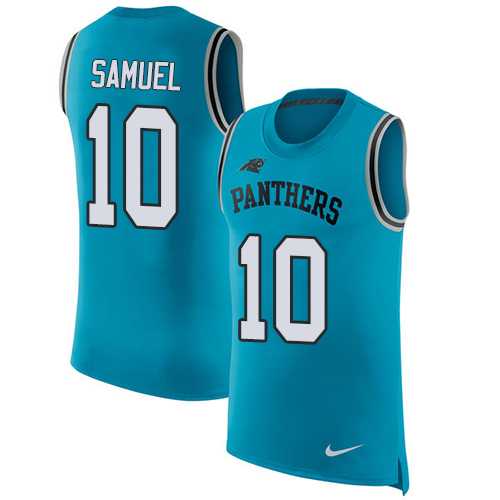 Nike Carolina Panthers #10 Curtis Samuel Blue Alternate Men's Stitched NFL Limited Rush Tank Top Jersey