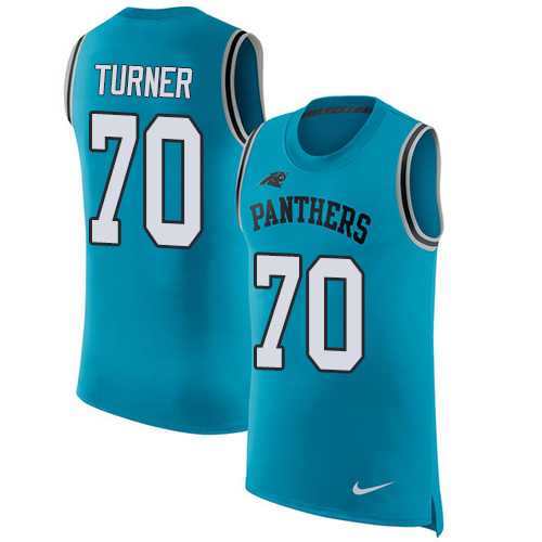 Nike Carolina Panthers #70 Trai Turner Blue Alternate Men's Stitched NFL Limited Rush Tank Top Jersey