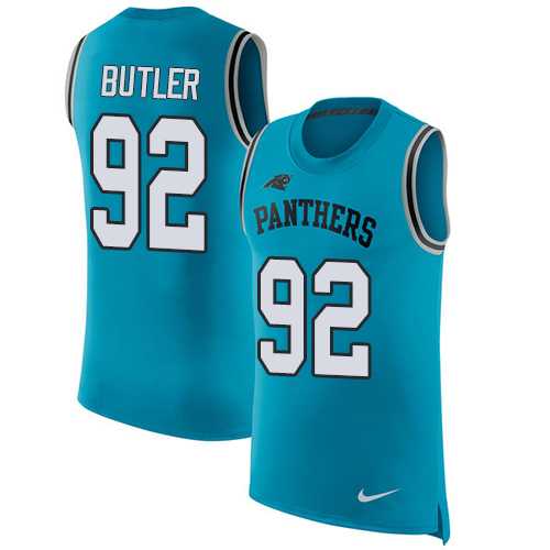 Nike Carolina Panthers #92 Vernon Butler Blue Alternate Men's Stitched NFL Limited Rush Tank Top Jersey