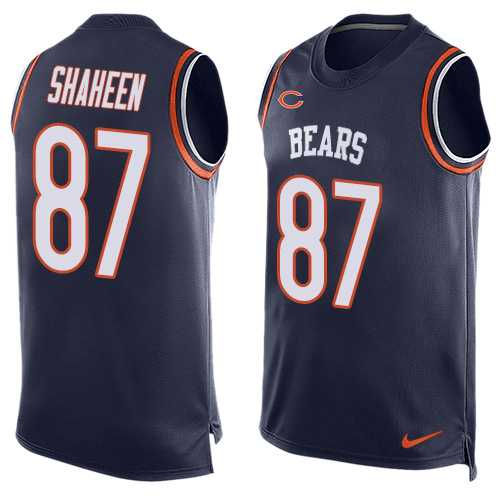 Nike Chicago Bears #87 Adam Shaheen Navy Blue Team Color Men's Stitched NFL Limited Tank Top Jersey