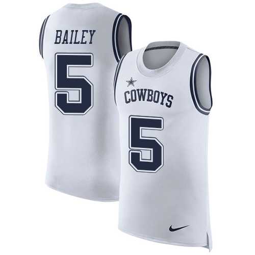 Nike Dallas Cowboys #5 Dan Bailey White Men's Stitched NFL Limited Rush Tank Top Jersey