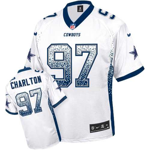 Nike Dallas Cowboys #97 Taco Charlton White Men's Stitched NFL Elite Drift Fashion Jersey